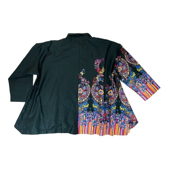 Attitudes by Renee Sateen Button Front‎ Shirt Paisley Printed Panel Size 10 - Picture 2 of 4
